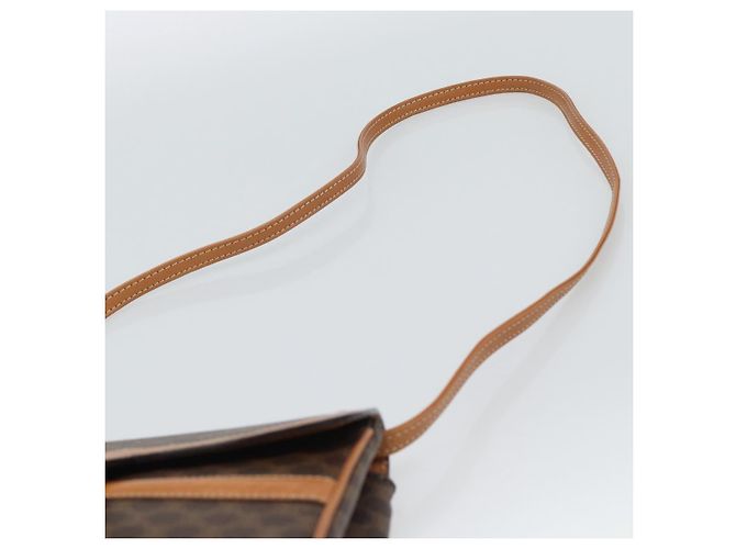 Céline Borsa a Spalla CELINE Macadam Canvas PVC Pelle Marrone Oro Auth 189934 D'oro - vista 8