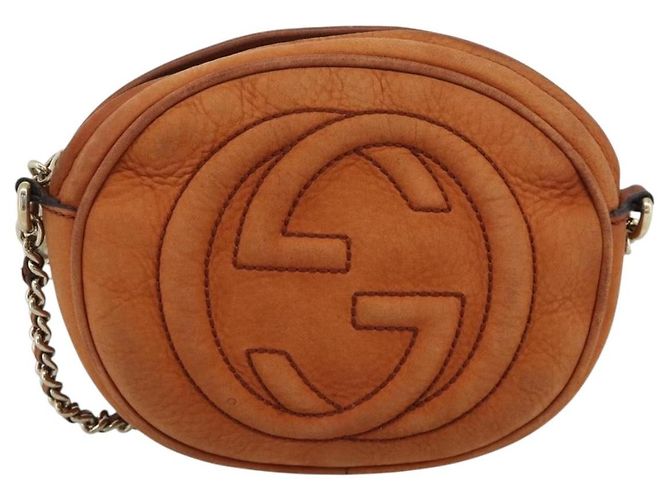 GUCCI Mini Soho Chain Shoulder Bag Pelle Marrone Oro 353965 Auth ka5070 - vista 13