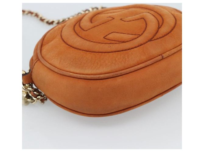 GUCCI Mini Soho Chain Shoulder Bag Pelle Marrone Oro 353965 Auth ka5070 - vista 15