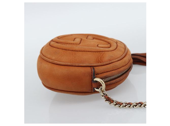 GUCCI Mini Soho Chain Shoulder Bag Pelle Marrone Oro 353965 Auth ka5070 - vista 4