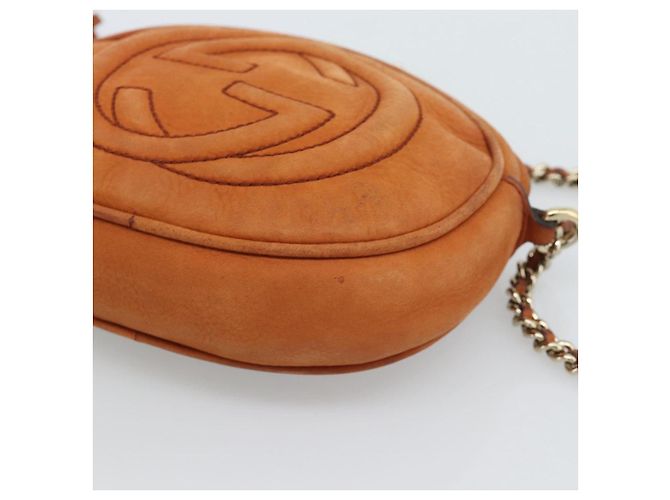 GUCCI Mini Soho Chain Shoulder Bag Pelle Marrone Oro 353965 Auth ka5070 - vista 8