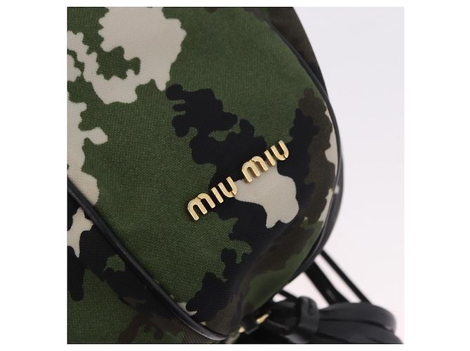 Borsa Miu Miu in tela 2way Verde Oro Auth ka4993A D'oro - vista 21