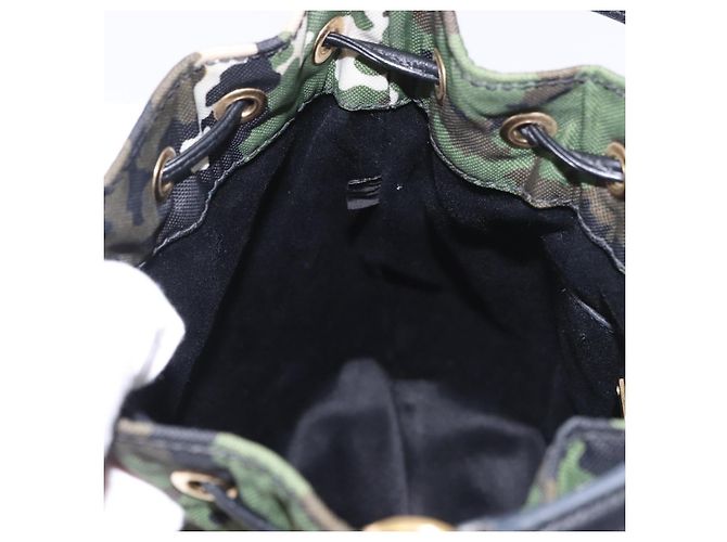 Borsa Miu Miu in tela 2way Verde Oro Auth ka4993A D'oro - vista 24
