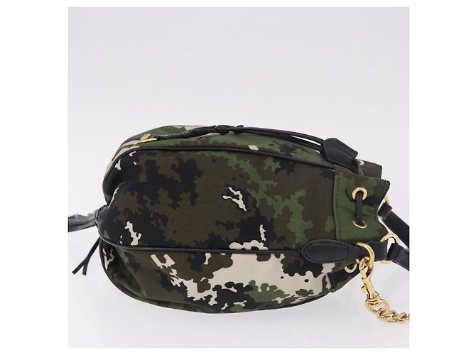 Borsa Miu Miu in tela 2way Verde Oro Auth ka4993A D'oro - vista 3