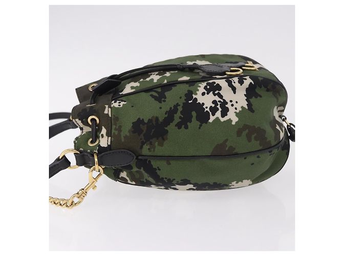 Borsa Miu Miu in tela 2way Verde Oro Auth ka4993A D'oro - vista 4