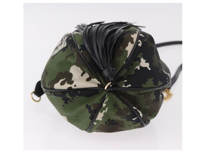Borsa Miu Miu in tela 2way Verde Oro Auth ka4993A D'oro - vista 5