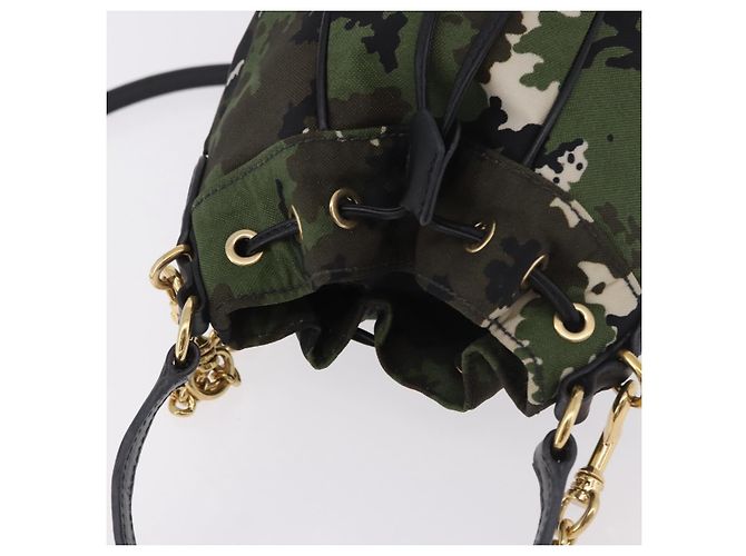 Borsa Miu Miu in tela 2way Verde Oro Auth ka4993A D'oro - vista 6