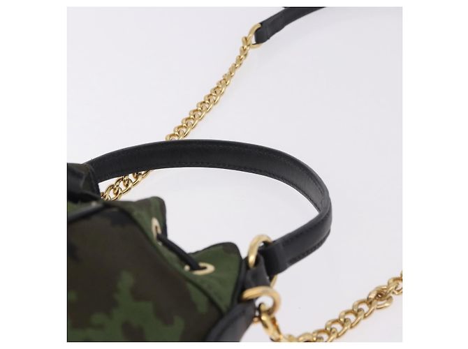 Borsa Miu Miu in tela 2way Verde Oro Auth ka4993A D'oro - vista 8