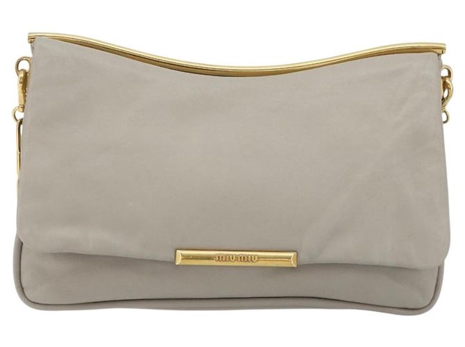 Borsa a Spalla con Catena Miu Miu in Pelle Grigio Oro Auth BA13736V Marrone D'oro - vista 13