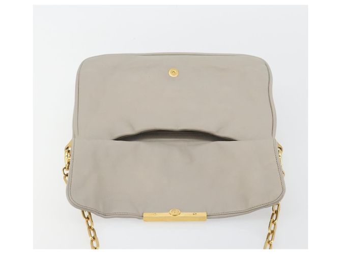 Borsa a Spalla con Catena Miu Miu in Pelle Grigio Oro Auth BA13736V Marrone D'oro - vista 18