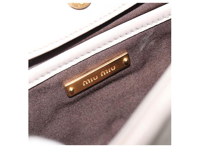Borsa a Spalla con Catena Miu Miu in Pelle Grigio Oro Auth BA13736V Marrone D'oro - vista 19