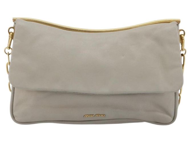 Borsa a Spalla con Catena Miu Miu in Pelle Grigio Oro Auth BA13736V Marrone D'oro - vista 2