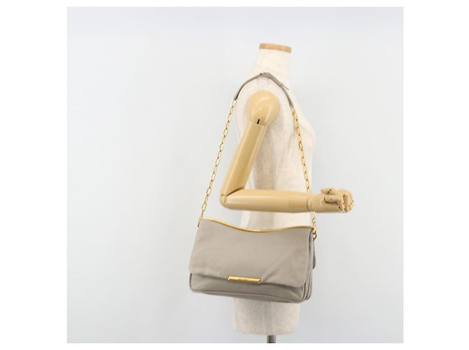 Borsa a Spalla con Catena Miu Miu in Pelle Grigio Oro Auth BA13736V Marrone D'oro - vista 27