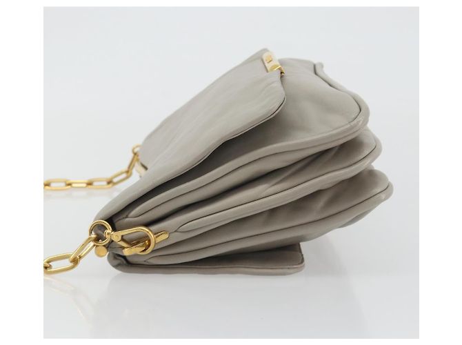 Borsa a Spalla con Catena Miu Miu in Pelle Grigio Oro Auth BA13736V Marrone D'oro - vista 4