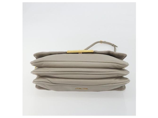 Borsa a Spalla con Catena Miu Miu in Pelle Grigio Oro Auth BA13736V Marrone D'oro - vista 5