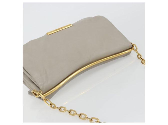 Borsa a Spalla con Catena Miu Miu in Pelle Grigio Oro Auth BA13736V Marrone D'oro - vista 6