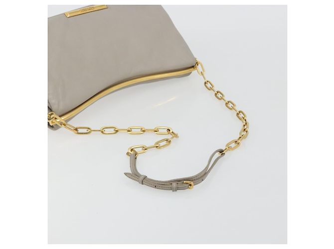 Borsa a Spalla con Catena Miu Miu in Pelle Grigio Oro Auth BA13736V Marrone D'oro - vista 7