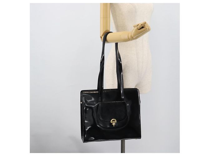 Céline Borsa Tote CELINE in vernice nero e oro Auth bs35949 D'oro - vista 24