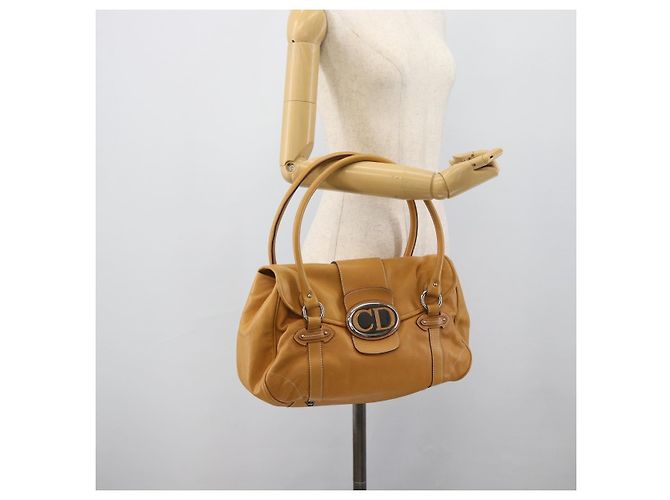 Borsa Christian Dior in pelle beige argento Auth 189896A - vista 22