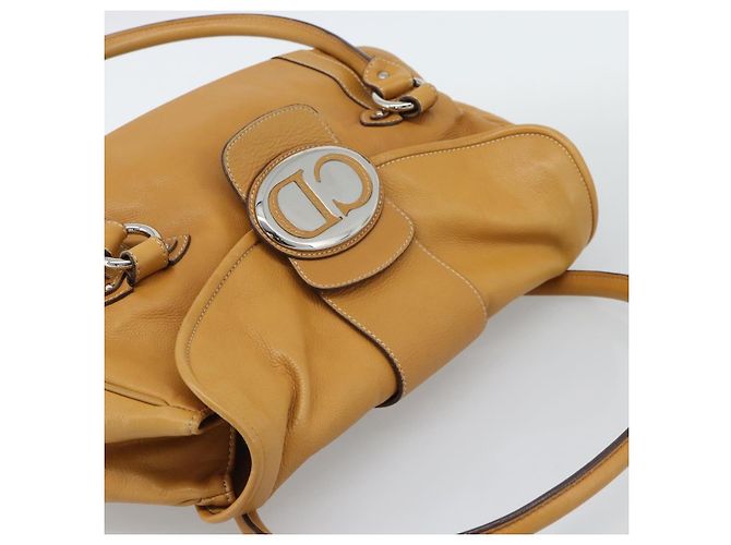 Borsa Christian Dior in pelle beige argento Auth 189896A - vista 6