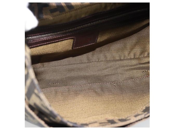 FENDI Zucca Canvas Mamma Baguette Shoulder Bag Black Brown Auth 189740V Marrone Nero - vista 10