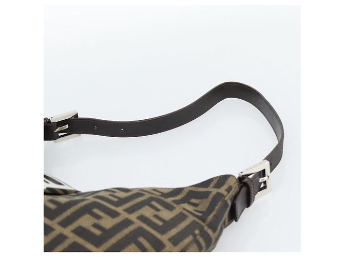 FENDI Zucca Canvas Mamma Baguette Shoulder Bag Black Brown Auth 189740V Marrone Nero - vista 14