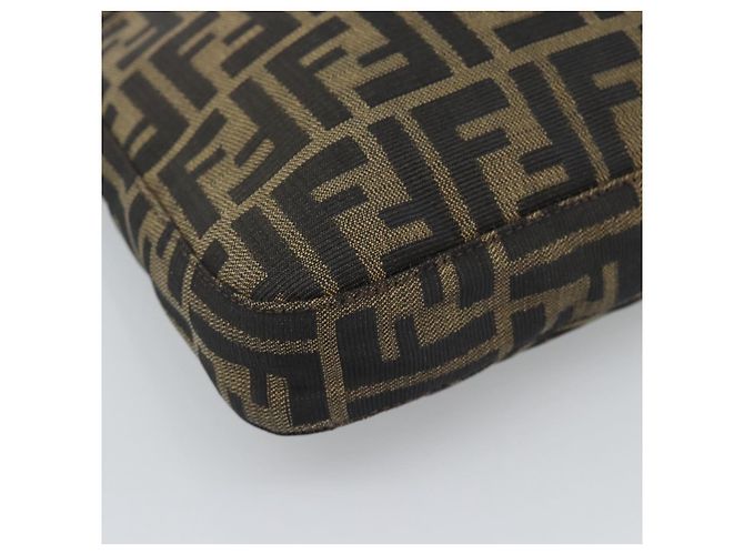 FENDI Zucca Canvas Mamma Baguette Shoulder Bag Black Brown Auth 189740V Marrone Nero - vista 15
