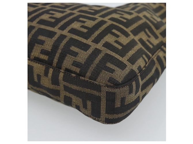 FENDI Zucca Canvas Mamma Baguette Shoulder Bag Black Brown Auth 189740V Marrone Nero - vista 16