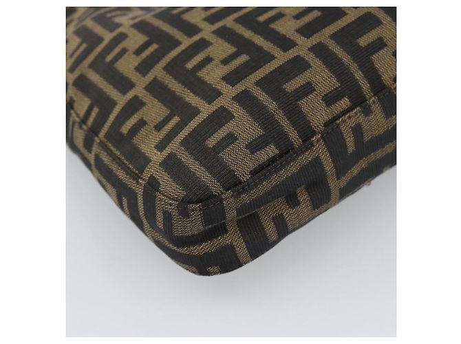 FENDI Zucca Canvas Mamma Baguette Shoulder Bag Black Brown Auth 189740V Marrone Nero - vista 17