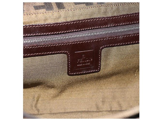 FENDI Zucca Canvas Mamma Baguette Shoulder Bag Black Brown Auth 189740V Marrone Nero - vista 18