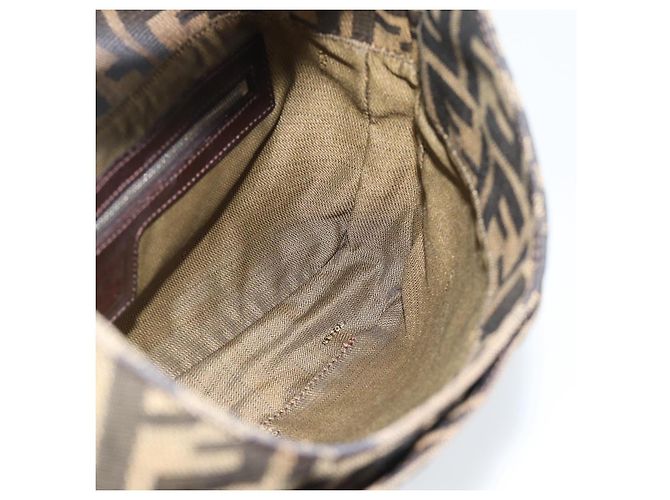 FENDI Zucca Canvas Mamma Baguette Shoulder Bag Black Brown Auth 189740V Marrone Nero - vista 19