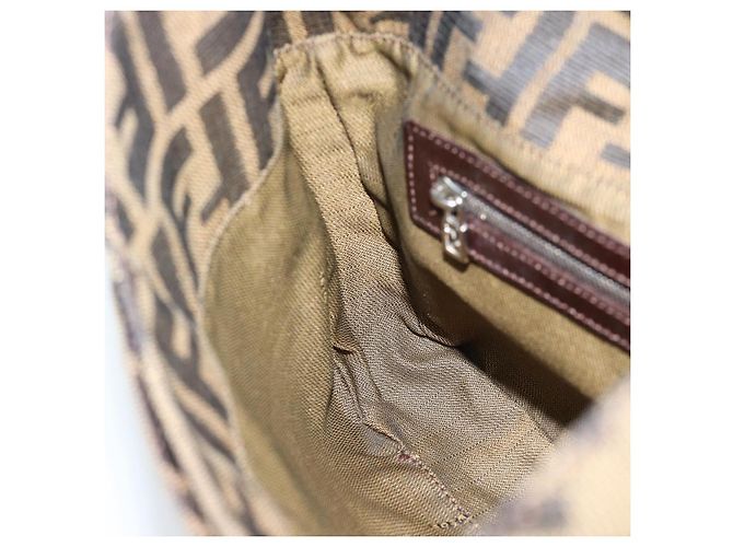 FENDI Zucca Canvas Mamma Baguette Shoulder Bag Black Brown Auth 189740V Marrone Nero - vista 20