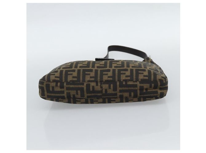 FENDI Zucca Canvas Mamma Baguette Shoulder Bag Black Brown Auth 189740V Marrone Nero - vista 5