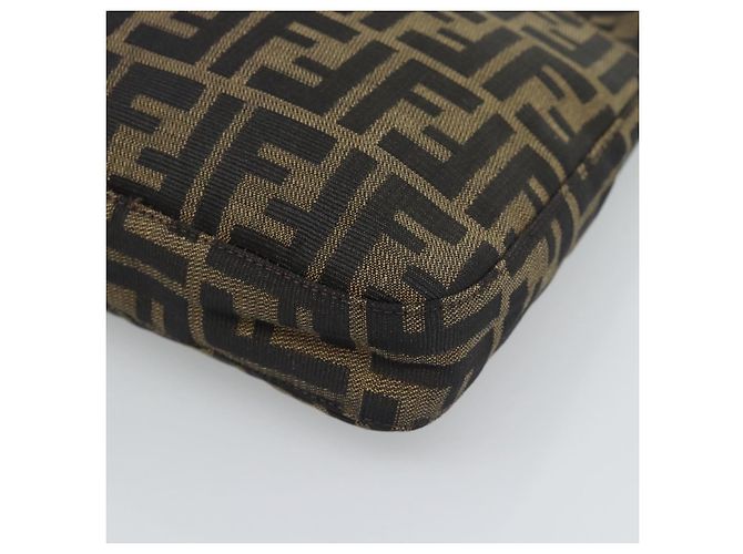 FENDI Zucca Canvas Mamma Baguette Shoulder Bag Black Brown Auth 189740V Marrone Nero - vista 8