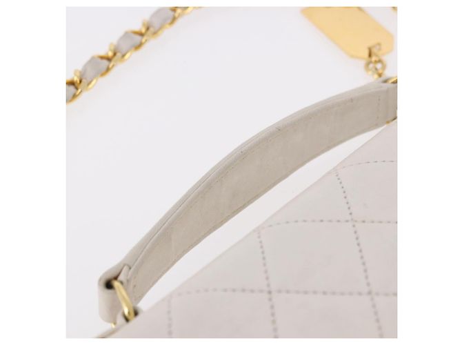CHANEL Borsa a Catena Matelassé Double Turn Lock in Pelle di Agnello Bianca CC Auth 190079SAV Bianco D'oro - vista 15