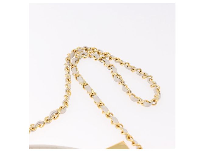 CHANEL Borsa a Catena Matelassé Double Turn Lock in Pelle di Agnello Bianca CC Auth 190079SAV Bianco D'oro - vista 16