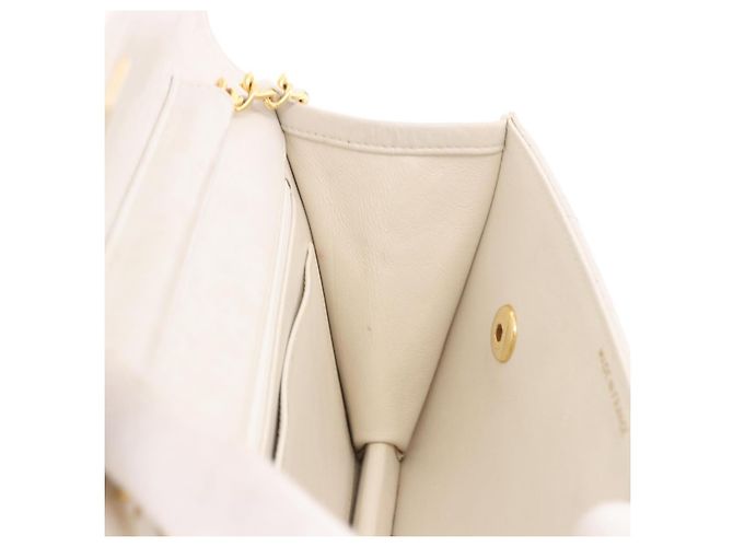 CHANEL Borsa a Catena Matelassé Double Turn Lock in Pelle di Agnello Bianca CC Auth 190079SAV Bianco D'oro - vista 29