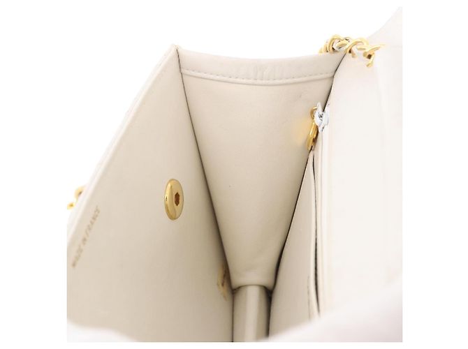 CHANEL Borsa a Catena Matelassé Double Turn Lock in Pelle di Agnello Bianca CC Auth 190079SAV Bianco D'oro - vista 30