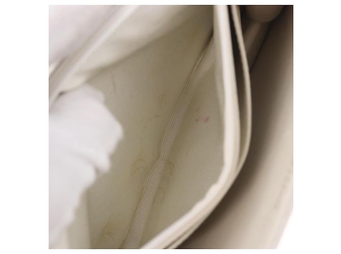 CHANEL Borsa a Catena Matelassé Double Turn Lock in Pelle di Agnello Bianca CC Auth 190079SAV Bianco D'oro - vista 32