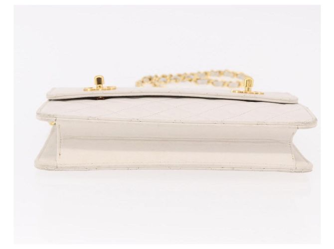 CHANEL Borsa a Catena Matelassé Double Turn Lock in Pelle di Agnello Bianca CC Auth 190079SAV Bianco D'oro - vista 5