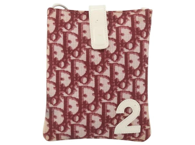 Borsa a tracolla Christian Dior Trotter Canvas PVC Rosso Autentica 188579A - vista 13