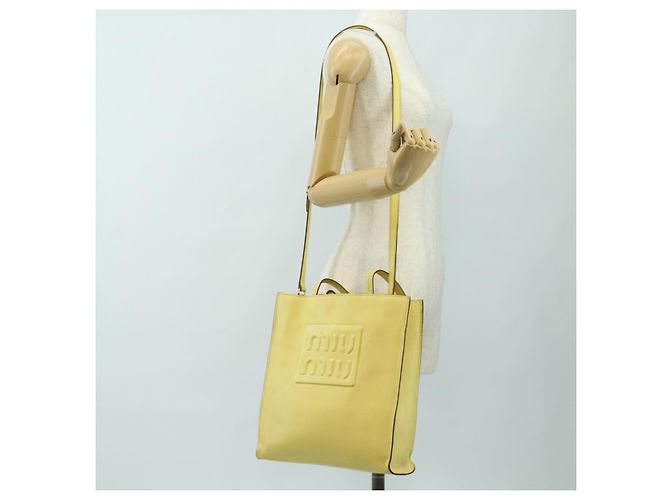 Miu Miu Tote Bag Leder 2way Yellow Gold Auth 189749M Golden Gelb - Ansicht 27