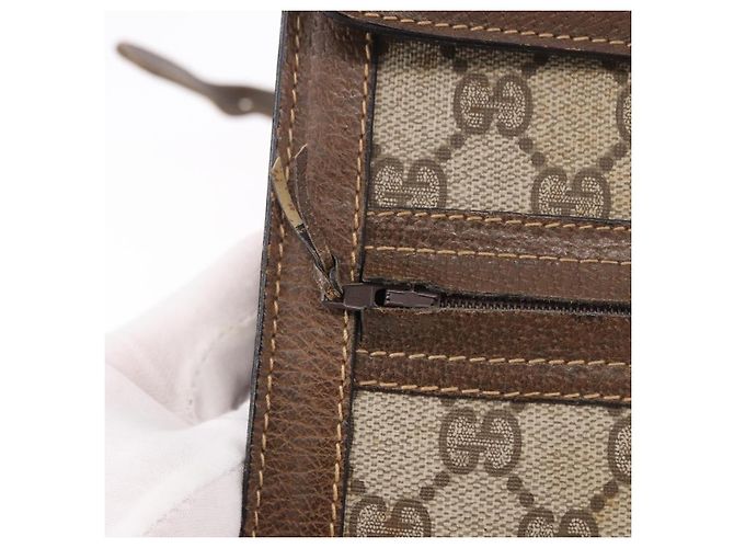 Borsa a tracolla GUCCI GG Supreme Web Sherry Line PVC Beige Oro Auth 189976 D'oro - vista 10