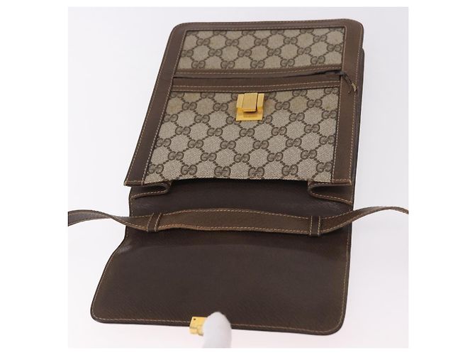 Borsa a tracolla GUCCI GG Supreme Web Sherry Line PVC Beige Oro Auth 189976 D'oro - vista 11