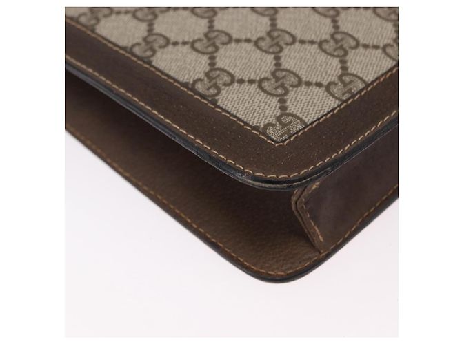 Borsa a tracolla GUCCI GG Supreme Web Sherry Line PVC Beige Oro Auth 189976 D'oro - vista 15