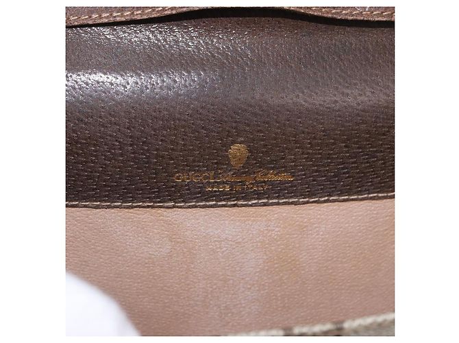 Borsa a tracolla GUCCI GG Supreme Web Sherry Line PVC Beige Oro Auth 189976 D'oro - vista 18