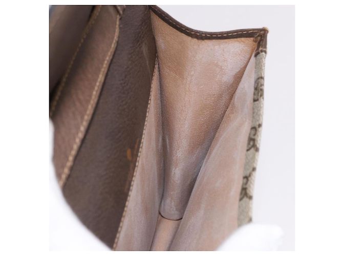 Borsa a tracolla GUCCI GG Supreme Web Sherry Line PVC Beige Oro Auth 189976 D'oro - vista 19