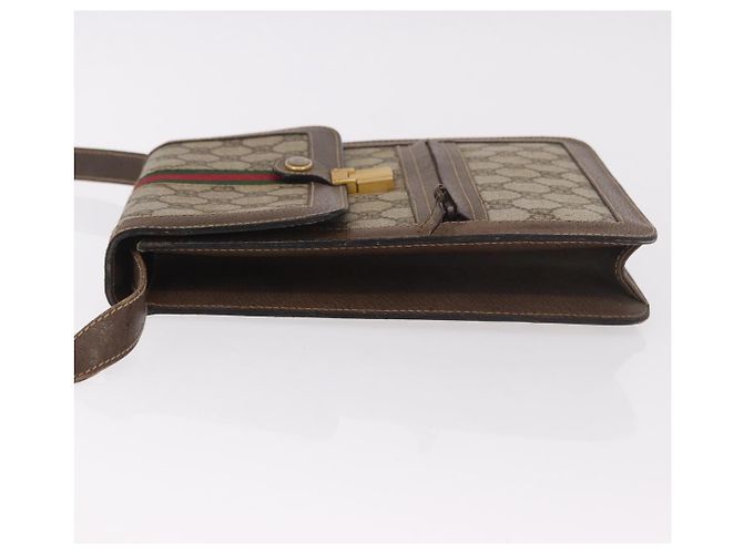 Borsa a tracolla GUCCI GG Supreme Web Sherry Line PVC Beige Oro Auth 189976 D'oro - vista 4