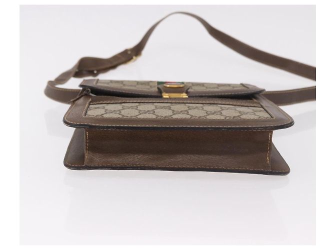Borsa a tracolla GUCCI GG Supreme Web Sherry Line PVC Beige Oro Auth 189976 D'oro - vista 5