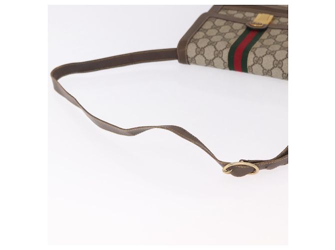 Borsa a tracolla GUCCI GG Supreme Web Sherry Line PVC Beige Oro Auth 189976 D'oro - vista 7